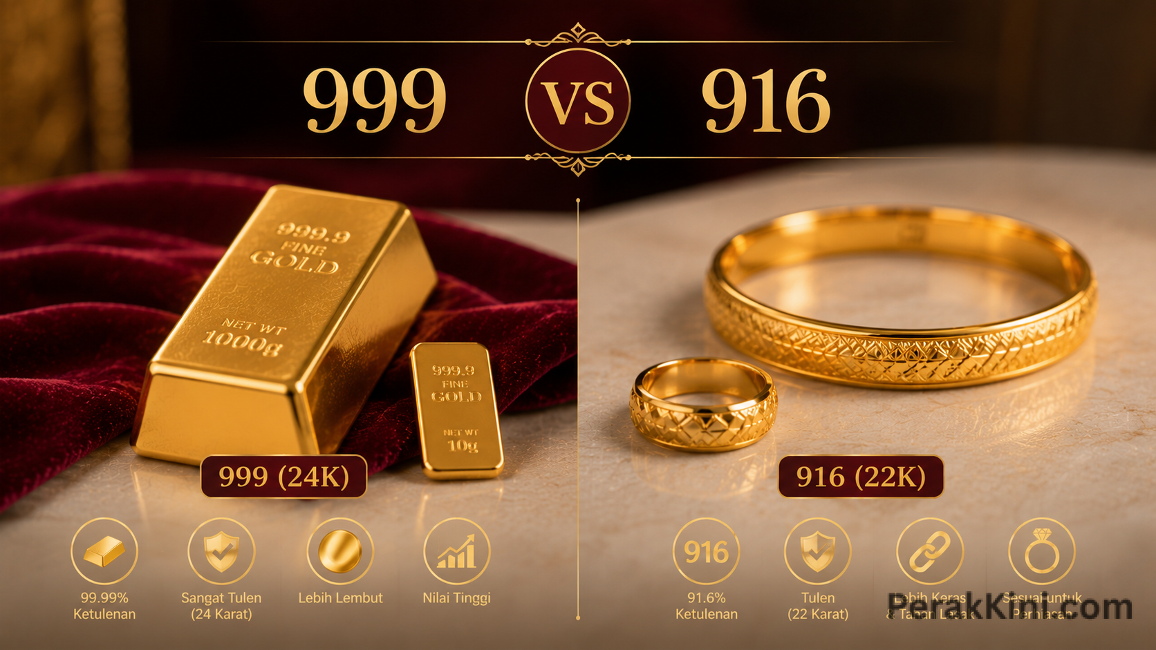 Apa Perbezaan Emas 999 dan 916